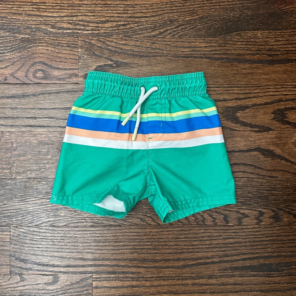 Striped Green Kids Swim Shorts